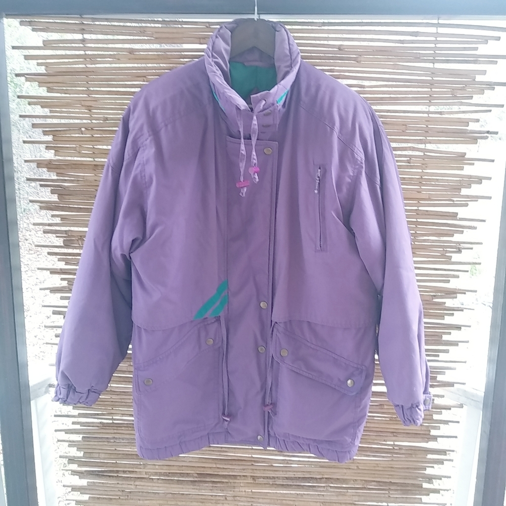 Outer Gear M Purple Turquoise Snap Zip Hoodie Coat